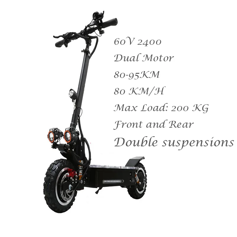 Электрический скутер 60 в 3200 Вт Trotinette электрик Adulte escooter Электрический скейтборд Adulto Patinete Eletrico E скутер электрический - Цвет: 2400W 60V25AH