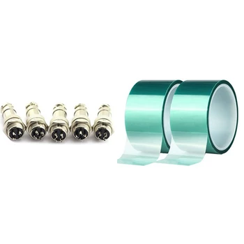 

5 Sets 4 Pin Aviation Connector Plug Metal Panel Wiring Socket & 2 Roll 2 Inches x 82 Feet High Temperature Masking Tape CNIM Ho