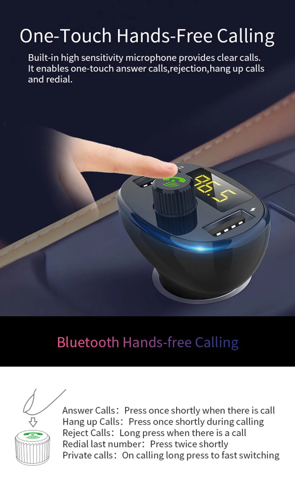 Беспроводной Bluetooth fm-передатчик модулятор адаптер для автомобильного радио Автомобильный MP3-плеер 3.4A двойной зарядное устройство USB громкой связи автомобильный комплект Стайлинг