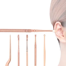 6 шт./компл. ушные восковые палочки из нержавеющей стали ушные палочки средство длоя удаления воска Curette ушные палочки очиститель для ушей ложка уход за ушками инструмент для очистки ушей