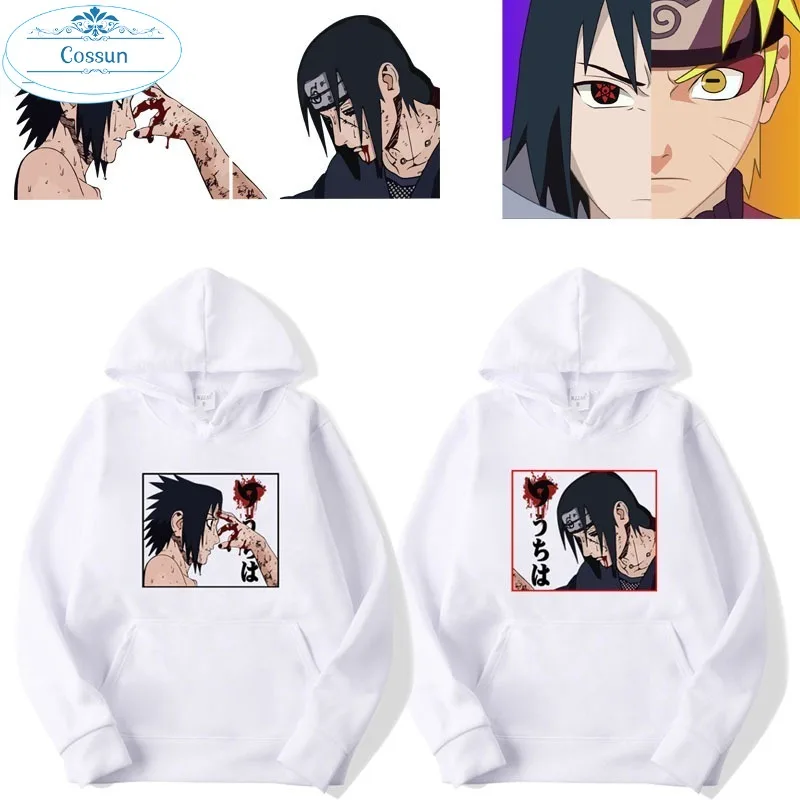 Мужской и женский свитер с капюшоном COSSUN 2020 Naruto Sasuke Тренд Осень зима уличная