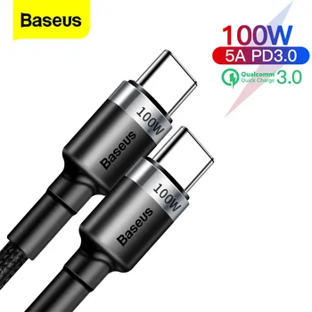 

Baseus 100W USB C To USB Type C Cable For Huawei Mate 30 QC 3.0 Quick Charge Data Cable For Xiaomi mi 10 Macbook Pro USB C Cable