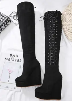 

A+A&& European and American stars with the same 2019 new 15cm ultra high heel slope with strong water boots with thin belt