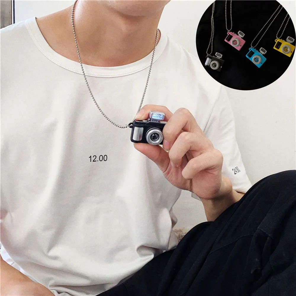Fashion Punk flash Camera Necklace Music Pendant Luminous Retro Couple Models LED Light | Украшения и аксессуары