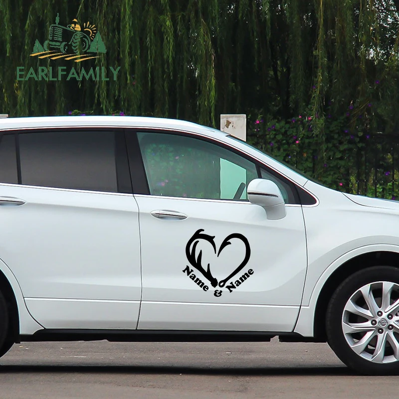 EARLFAMILY, 58 см x 54,9 см, оленьи рога, рыба, крючок, наклейка, наклейка на дверь дизельного грузовика, забавная, для страны, охоты, для девочек, большая, автомобильная наклейка s
