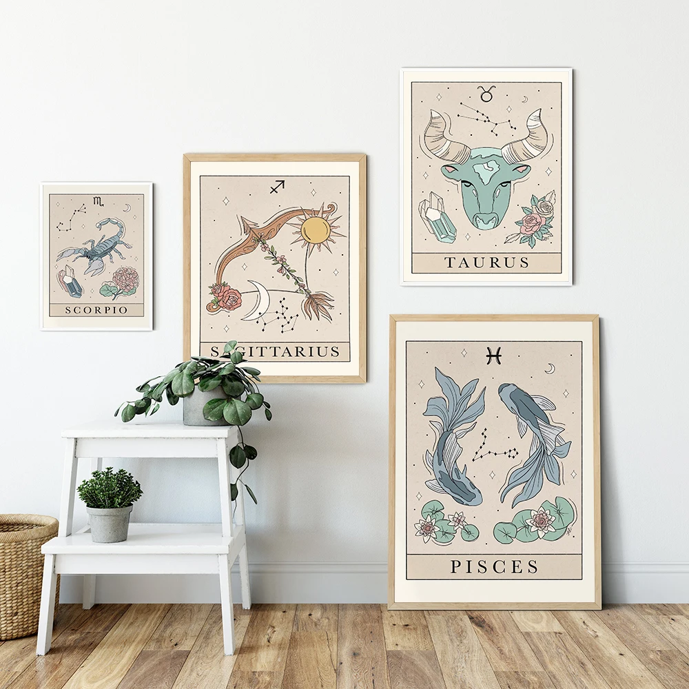 Созвездия детская Настенная картина холст плакат печать Астрология Бохо Рак