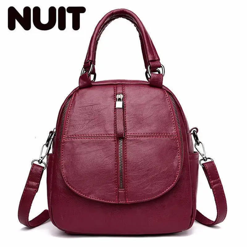 

Small Leather Backpacks For Girls Sac A Dos Multifunction Female Backpack High Quality Vintage Bagpack Ladies Mochilas New