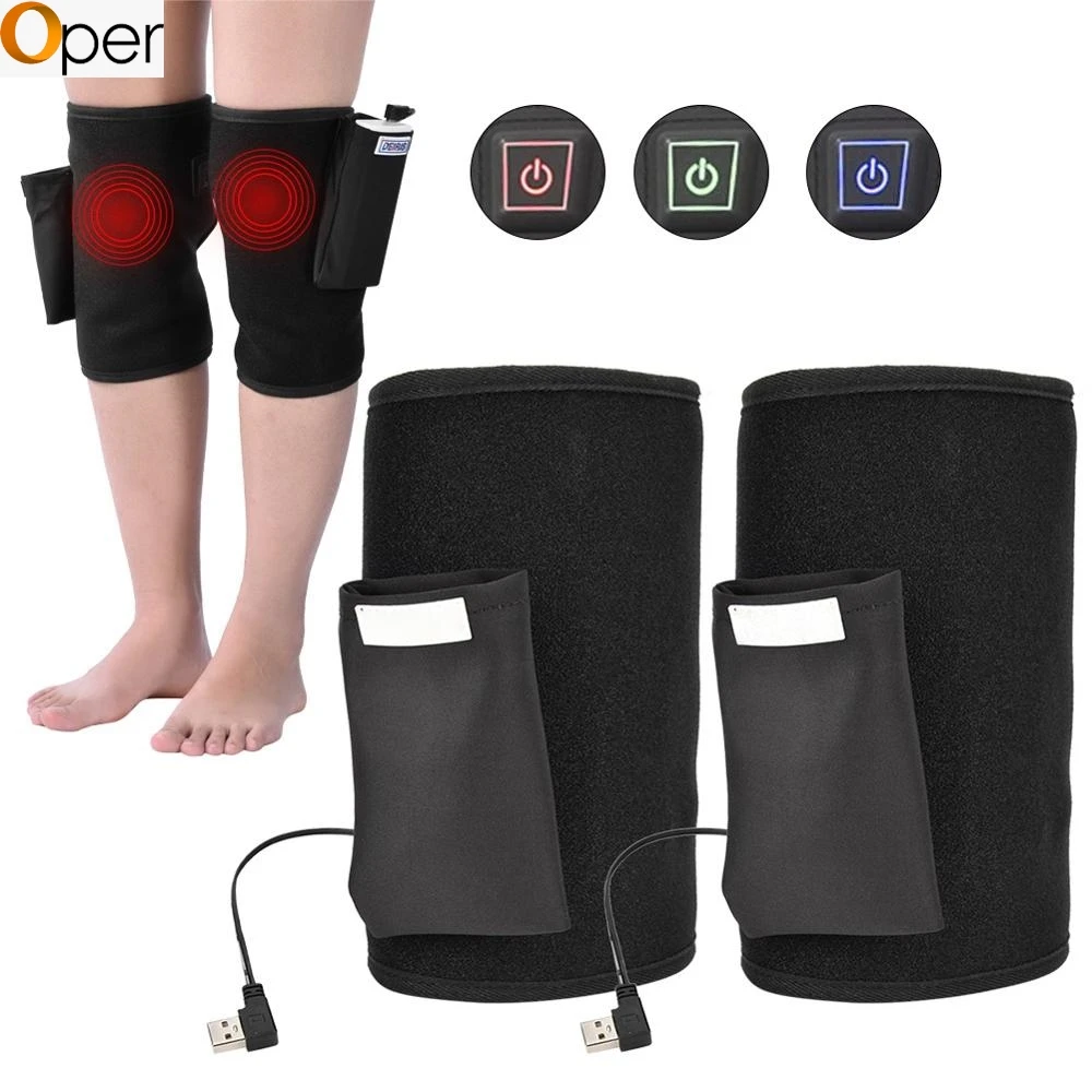 

Unisex 1Pair Electric Heating Knee Joint Support Relief Treatment Trauma Pain Care Hot Compress Physiotherapy Portable Household