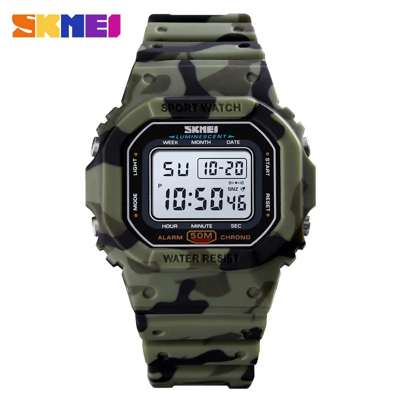 

SKMEI Sport Men Watches Digital Watch Colorful LED Light Waterproof Shockproof Soft PU Watch Band Alarm Clock montre homme1608
