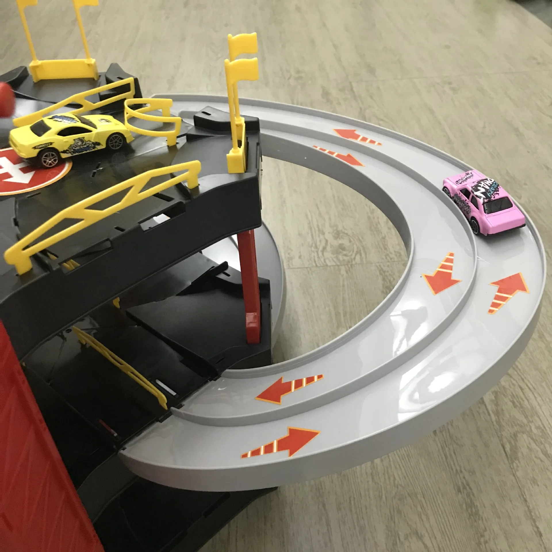 55 шт. DIY сборка 3D слайд трек набор многослойная парковка модель сплав автомобиль Вертолет игрушка набор подарок для детей От 3 до 5 лет