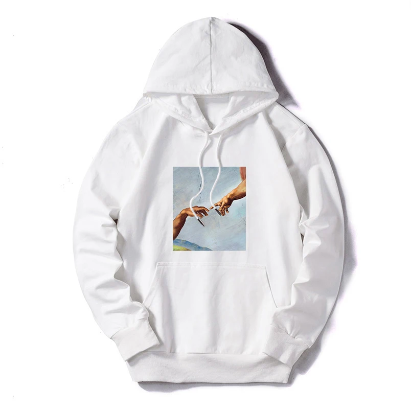 

Women Hooded Sweatshirt Michelangelo Aesthetic Art Oil Painting Sky Harajuku Personality Pullovers Thin Women Loose Hoodies