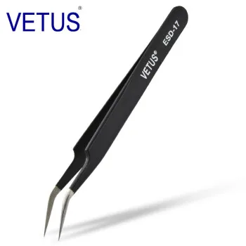 ESD-17 Подлинный Пинцет «VETUS» Пинцет для наращивания ресниц из нержавеющей стали Сверхтонкий Высокоточный анти кислотные пинцеты антистатические - Цвет: ESD-17
