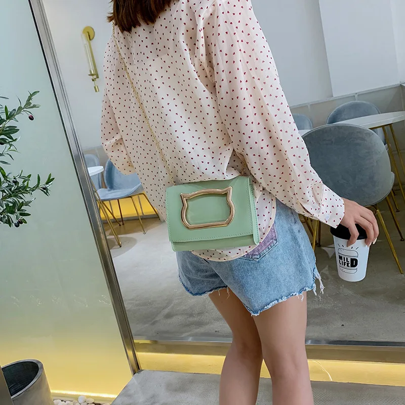 

Small Bag Women's 2019 New Style Fashion Korean-style Fashion Cute Cat Head Pu Ladies'-Style Chain Crossbody Bag