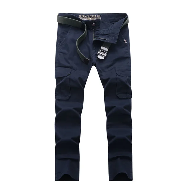Navy Blue Мужские брюки карго, хлопок, военные, мульти-с карманами мешковатый, Мужские штаны, повседневные брюки, комбинезоны, тактические штаны, джоггеры, Pantalon Homme - Цвет: Navy Blue