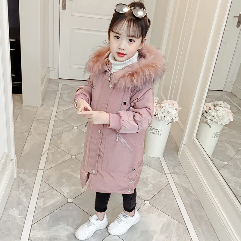 

Christmas Teenage Girls Winter Coat Winter Jackets Girls Baby Clothing Warm Cotton Padded Pink Black Long Kids Clothes Tops