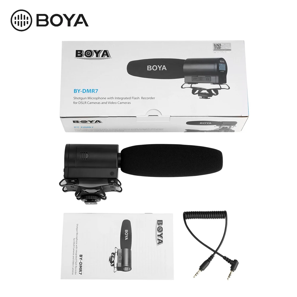 BOYA BY-DMR7 конденсаторный микрофон на камеру 3,5 мм ЖК Аудио кабель Запись студия голос профессиональный микрофон для DSLR камеры s