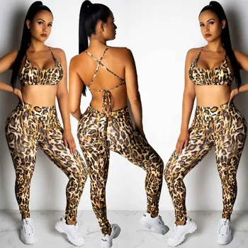 

Sexy Bustier Ribbed Crop Top And Pants Set Summer Fashion High Waisted Matching Sets Printed Sexy Fashion Casual Women Tracksuit