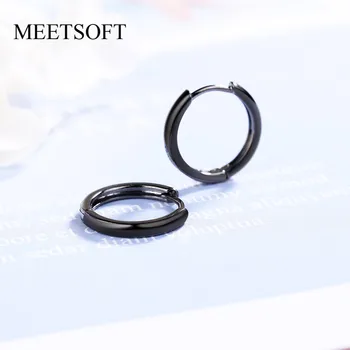 

MEETSOFT 925 Silver Prevent Allergy Hoop Earrings for Women Trendy Design Circle Jewelry Gift