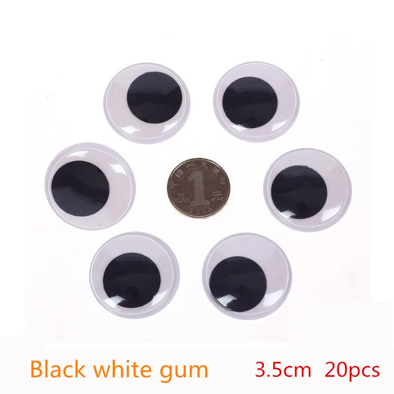 Black 3.5 cm 20 pcs 1 упаковка, цветные подвижные глаза с клеем на спине, креативные ручные поделки, волшебные Глазные яблоки, паста, Детские DIY Googly Eyes, принадлежности для глины, игрушки - Цвет: Black 3.5 cm 20 pcs
