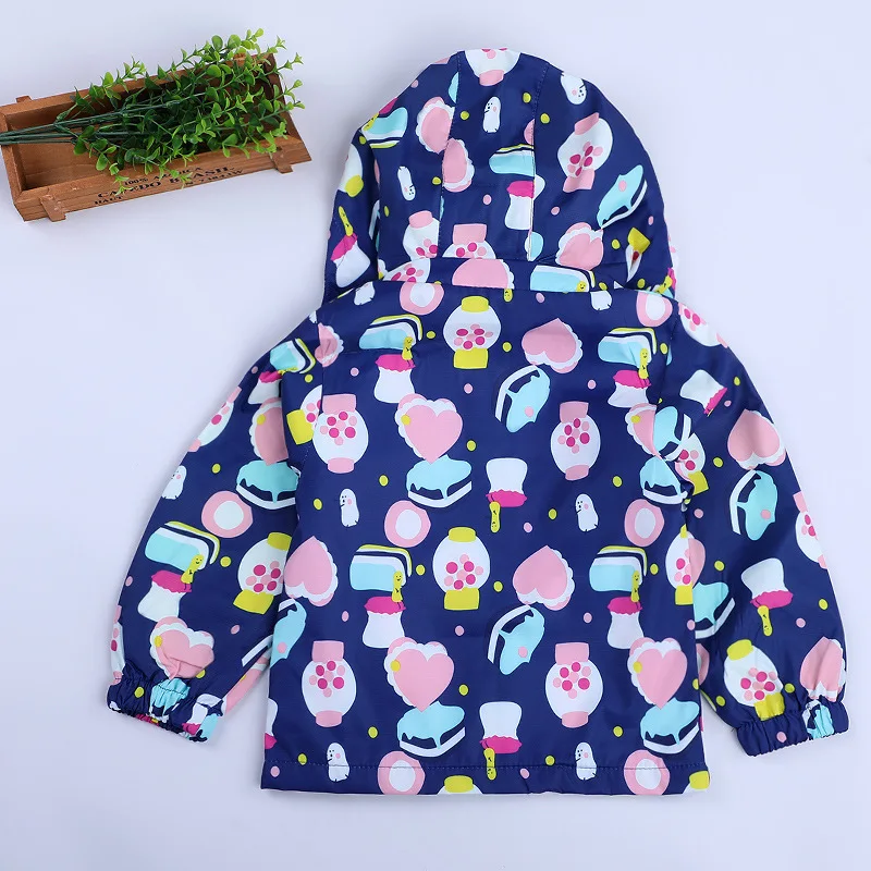 Kids' Coat Spring And Autumn Korean-style Printed Cartoon Hooded Girls Windproof Waterproof Raincoat Jacket