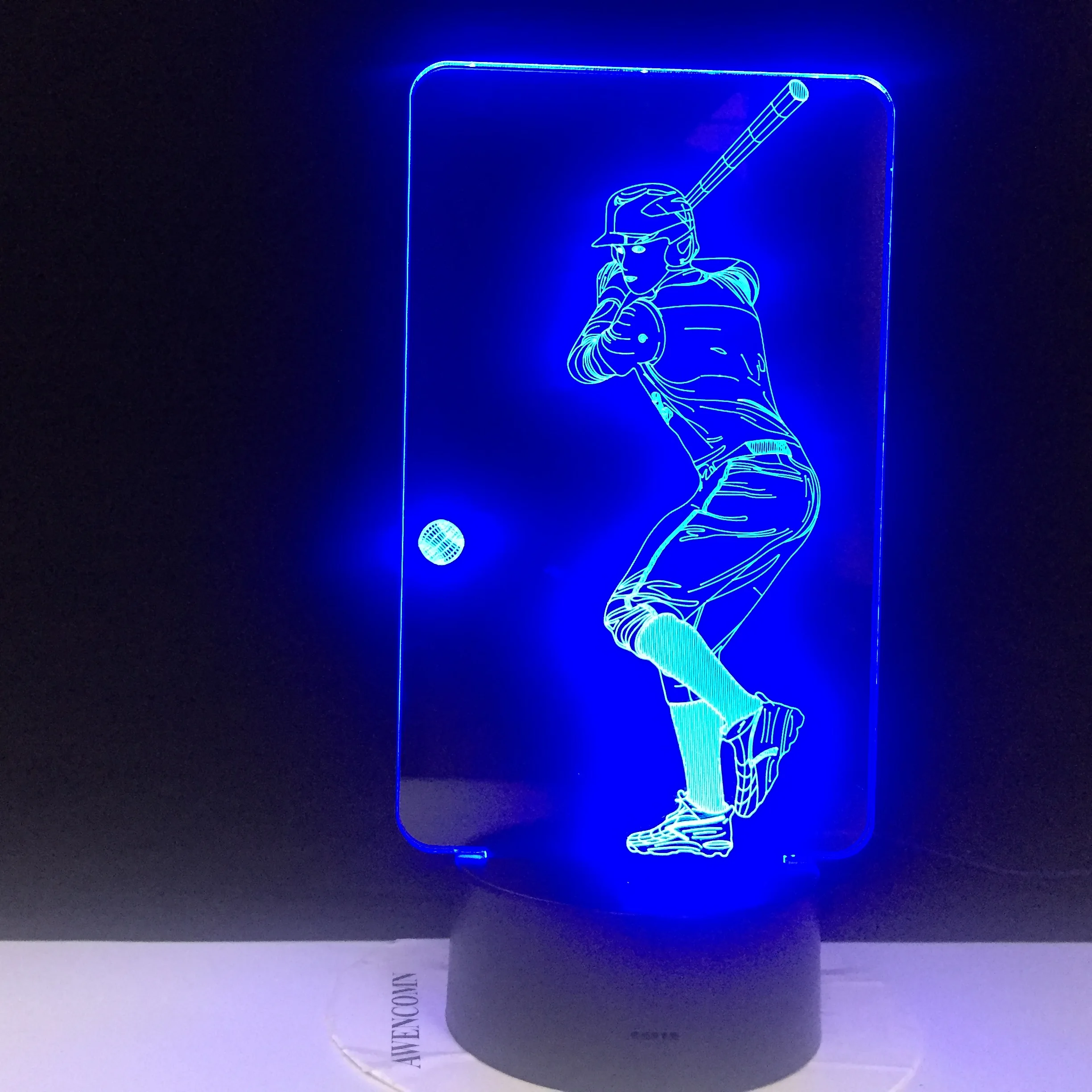 

Novelty New Sport Playing Baseball 3D LED illusion USB Remote Night Light 7 Color Change Lamp Home Decoration Child Boy Man Gift