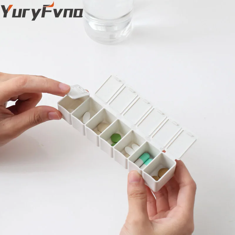 

YuryFvna Pill Organizer 7 Day Travel Pill Box Vitamin Weekly Medicine Holder Pills Sorter Container Box Portable Dispenser