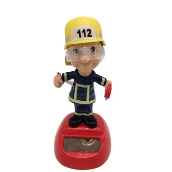 

1 PCS Cartoon Firemen Solar Energy Swing Doll Car Ornaments Vehicle Decorations Holiday Birthday Gift
