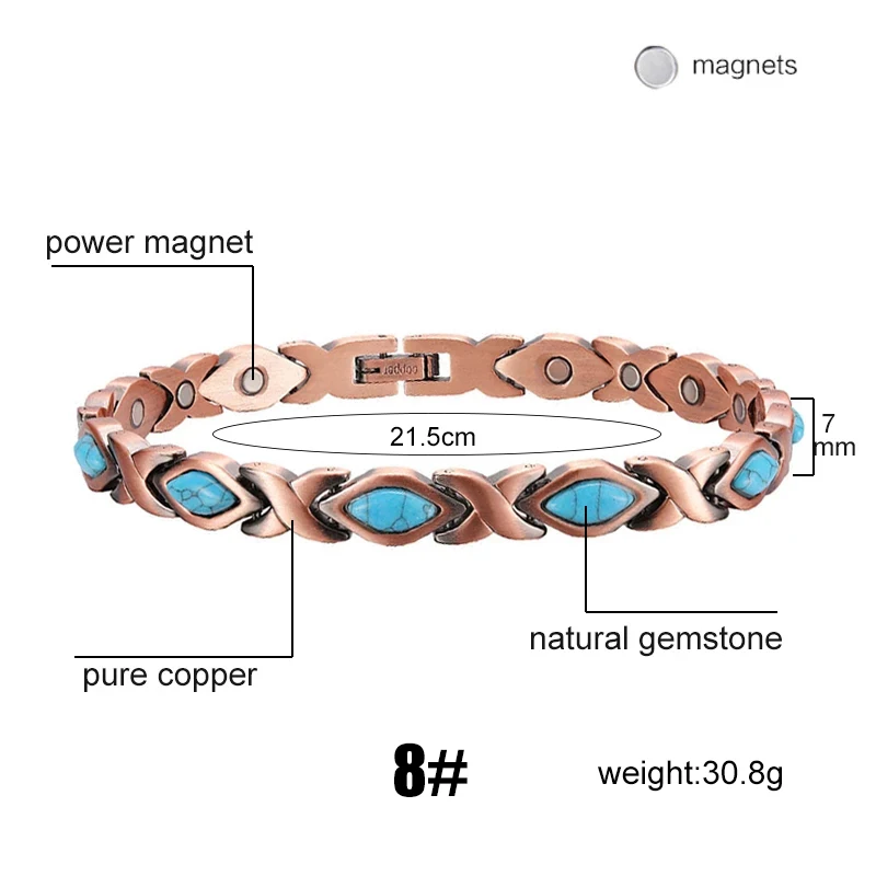 Vintage Copper Magnetic Bracelets For Women Pain Relief Pure Copper Adjustable Bio Energy Blood Pressure Accessory Bracelet