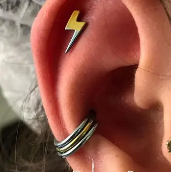 

Newest stainless steel 16gauge internal thread Lighting labret tragus daith helix conch cartilage piercing earring body jewelry