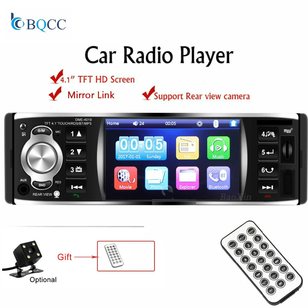 

Car Radio 1 din 12V 4018B MP3 player Audio Stereo Support Mirror link Bluetooth FM USB Rearview Camera Remote Control