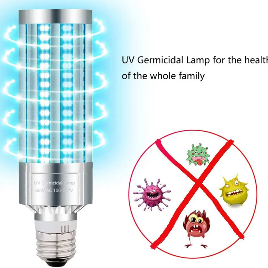 

60W UV lamp Quartz Germicidal Disinfection UVC CFL Ozone LED Light bulb Ultraviolet Sterilizer bacterial Kill Mite Home lamp