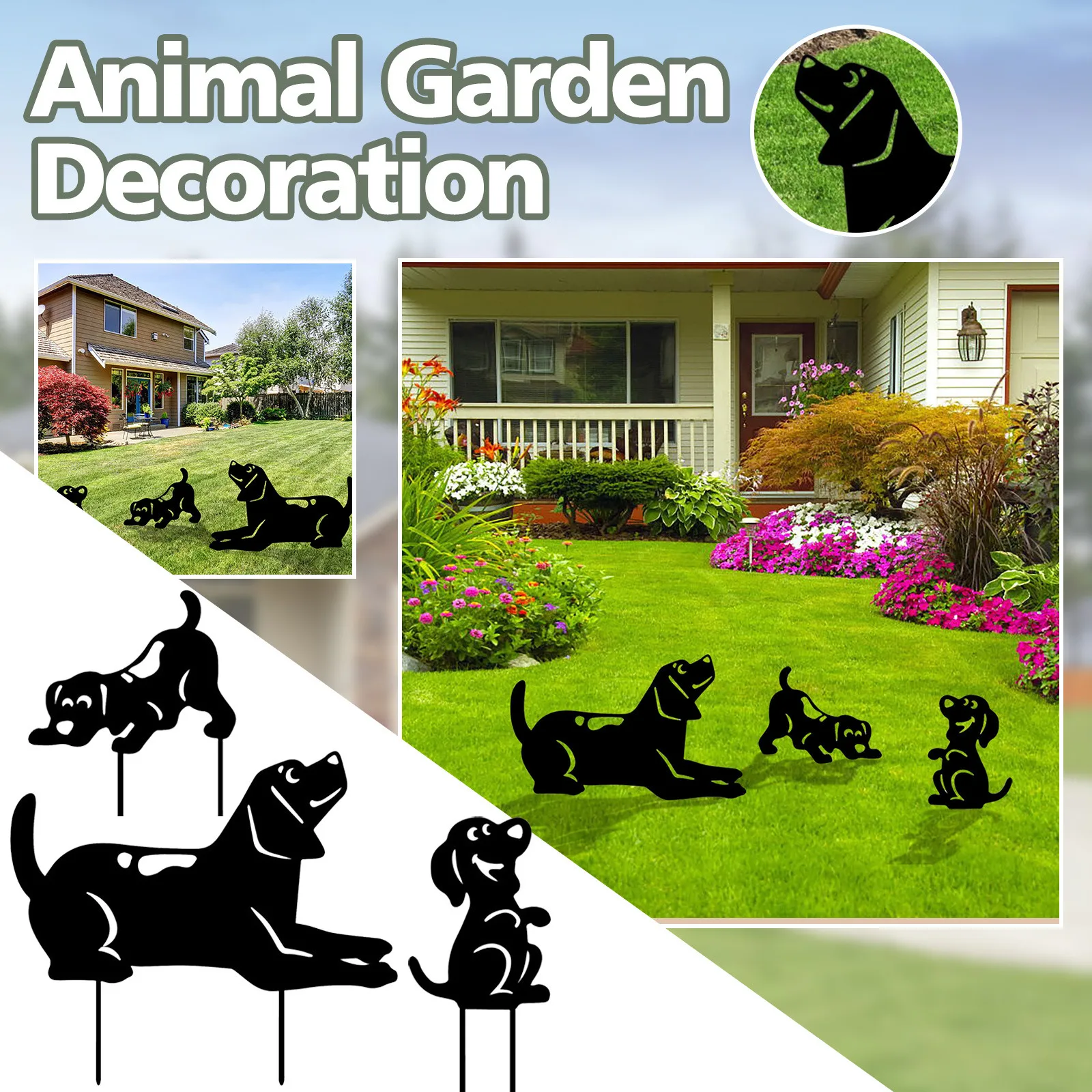 Yard Art Dog Garden Inserti Inserti Vuoti Animali Acrilici Decorazione Cortile Pali Decorativi Decorazione Giardino Decoracion Jardin