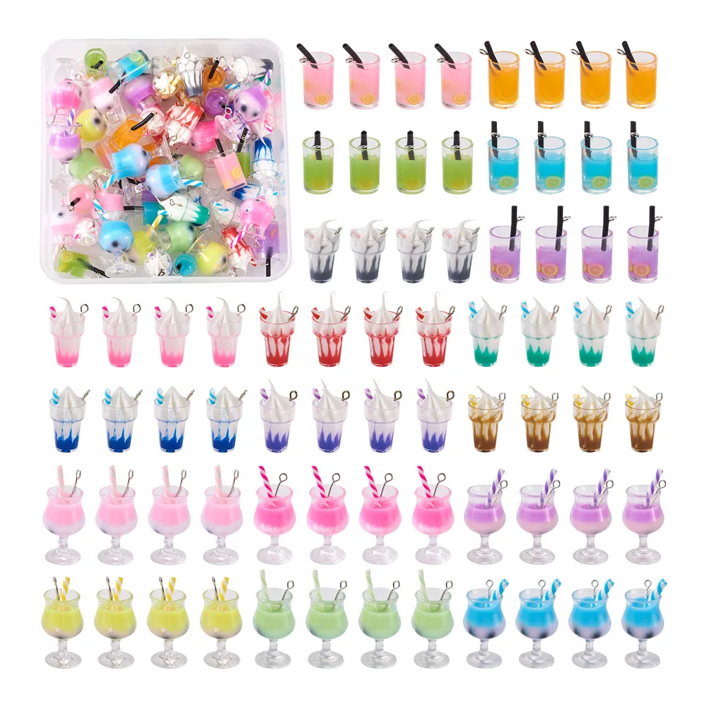 Resin Glass Bottle Charms Imitation Juice Bubble Milk Tea Ice Cream Pendants For Jewelry Making DIY Keychain Earrings Necklace