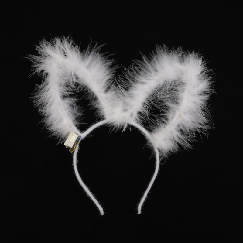 E LED Light Up Headband Plush Ear Glowing Hair Band Glow Party Headwear Supplies Gift Holiday Glow Supplies - Цвет: E