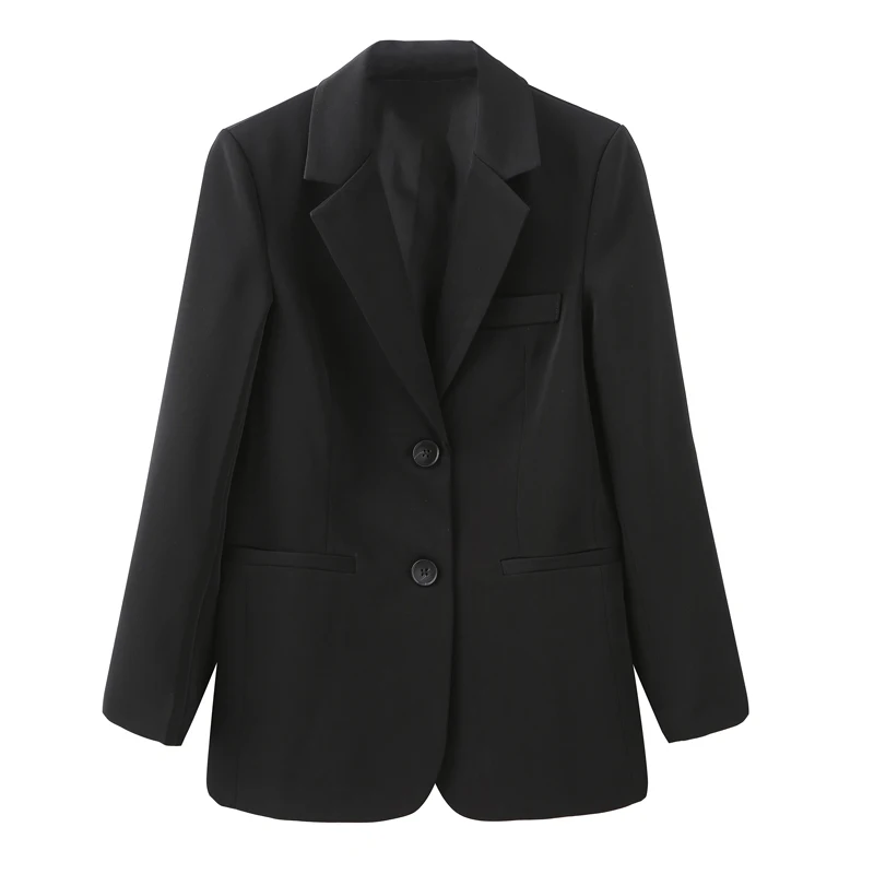 Black Formal Business Blazers Women Elegant Straight PopularSpring Office Ladies England Style Retro Solid Long Sleeve Tops