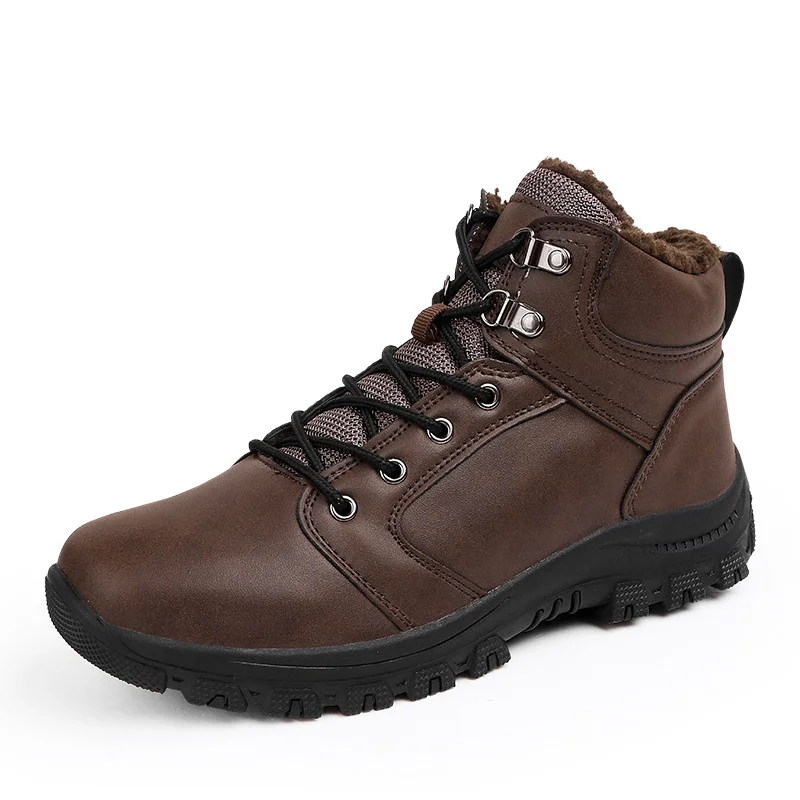 39-49 winter boots leather warm Non-Slip Comfortable winter shoes men#AF3998