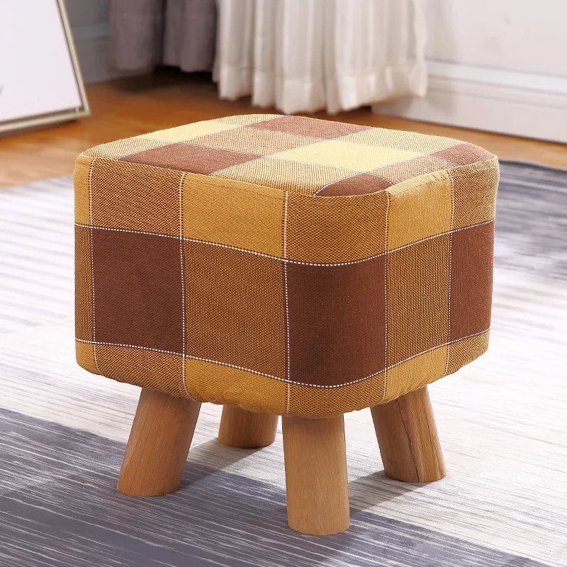 

Square Stool Low Stool Small Stool Foot Bench Made Stool Solid Wood Sofa Stool Fabric Low Stool Shoes
