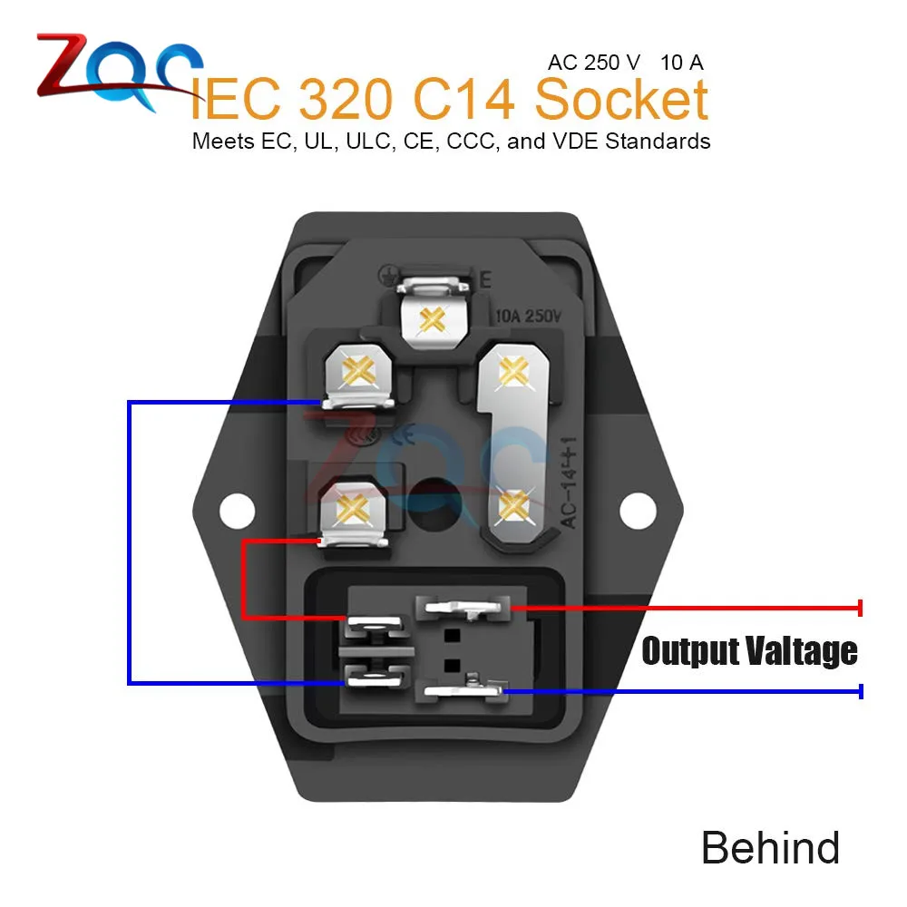 AC 10A 250 В 4pin кулисный выключатель с плавким предохранителем IEC320 C14 мужской входной шнур розетка с выключателем питания разъем 3pin разъем w/10A предохранитель
