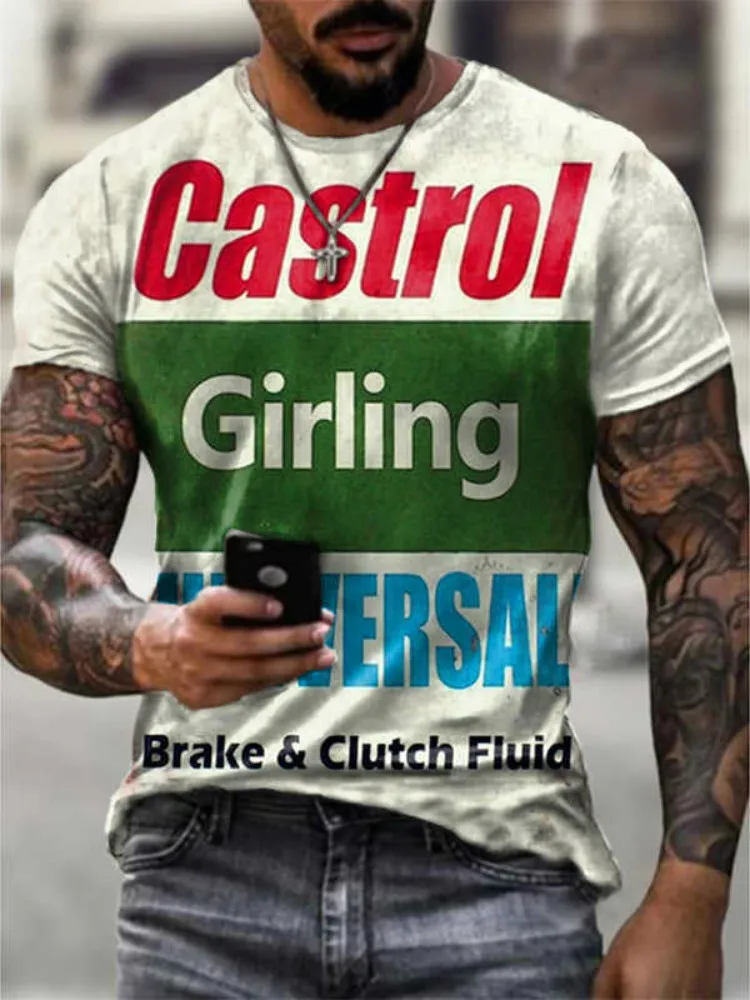 

2021 hot Castrol 3D printed T-shirt men's cool short-sleeved casual breathable sports summer shirt polyester material