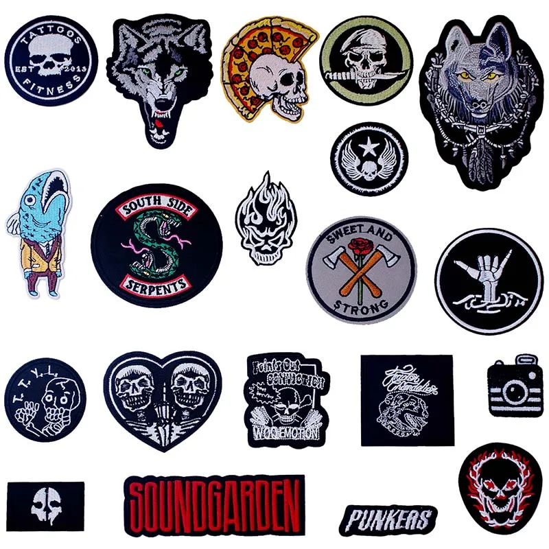 Evil Skull Embroidered Iron on Patches for Clothing DIY Stripes Clothes Patchwork Sticker Custom Applique | Дом и сад