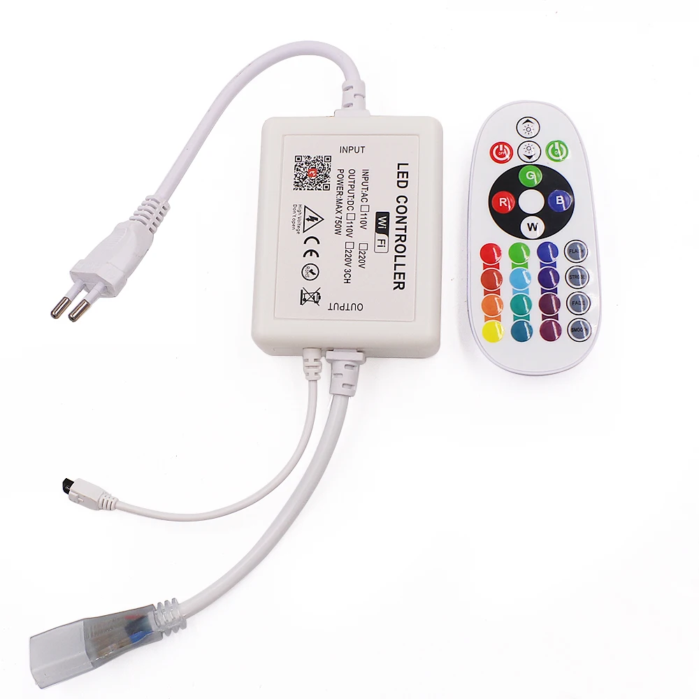 WIFI RGB Controller 110V 220V 750W Smart Led Controller with 24Keys IR Remote Control EU UK US AU Plug for RGB 2835 5050 Strip