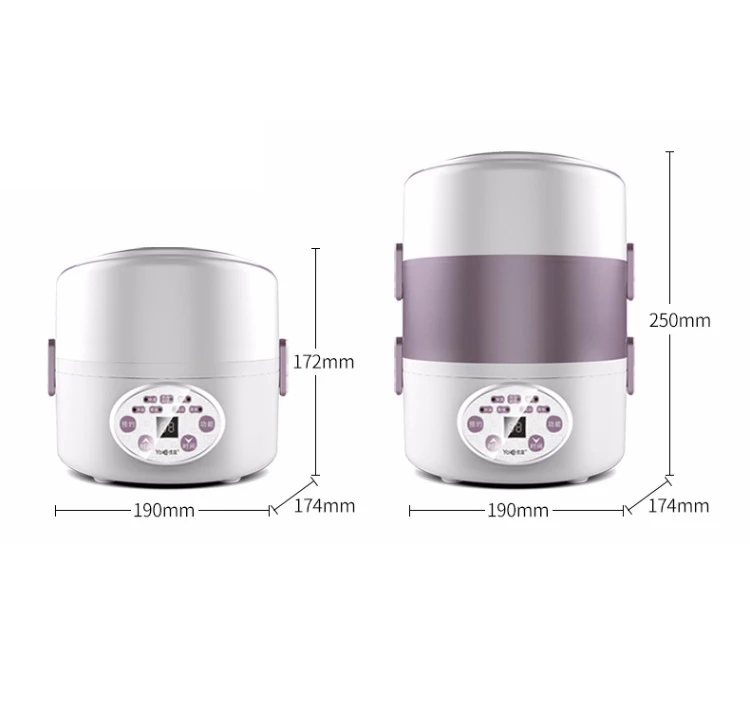 

3 Layer Electric Lunch Box for 1-2 People Home Office Mini Rice Cooker Multi Cooker Food Steamer 24h Reservation Timing