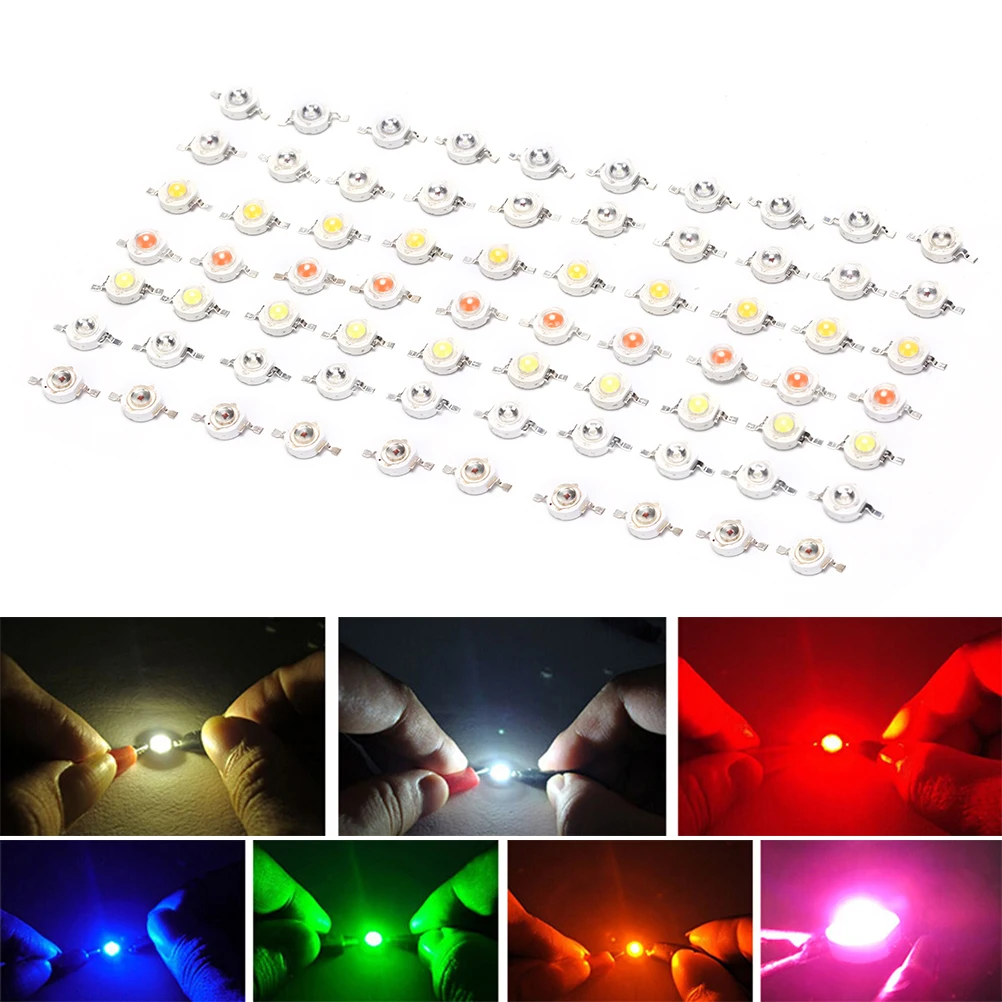 High Quality 10pcs/lot LED 1W High Power LED Chip, RGB Red Green Blue Yellow White Warm White Full Spectrum Light Source Tool