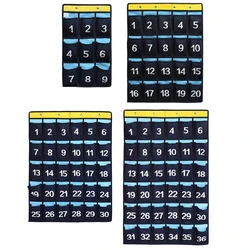 H05B Wall Hanging Storage Chart 4 Heavy Duty Hooks Phones Flash Cards Organizer Bag Multi-pocket for Home Office Classroom