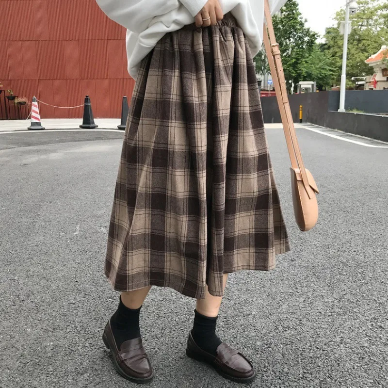 

NNS Autumn New Style 2019-Style Long Skirts Commuting High-waisted One Size Plaid Skirt Skirt Long Slimming Skirt