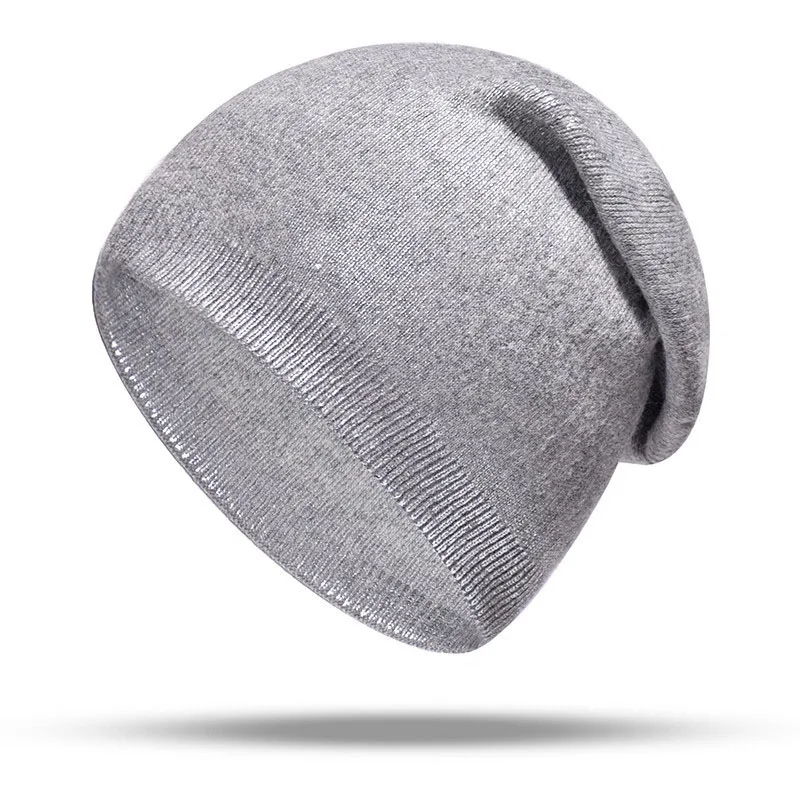Шапочка для девочек, модные кепки с пайетками, женская, Gorros, хип-наклейка "хоп", эластичная Повседневная шапочка, длинная, Ретро стиль, высококачественный бини для зимы - Цвет: Серый