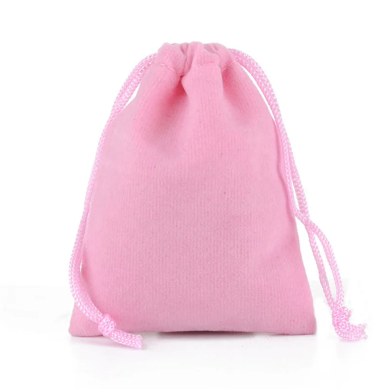 100 шт./лот 5x7 7x9 8x10 9x12 см Бархатный мешочек сумка со шнурками с мешок ювелирных изделий Рождество свадебный подарок красные бархатные сумочки 77 - Цвет: pink