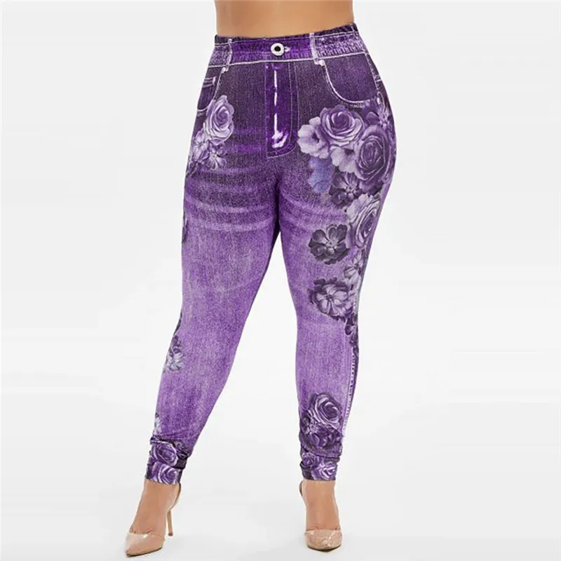 Purple Новинка, Модные узкие брюки-карандаш, винтажные джинсы, новые женские брюки длиной до щиколотки, штаны с эластичной резинкой на талии, ковбойские штаны с принтом, O8 - Цвет: Purple