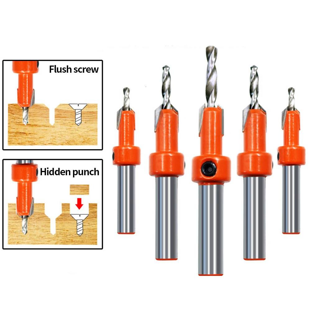 

Sink Hole Drill Head Woodworking Opener Core Cone Screw Reamer Bits Workmanship Counterbore 2.8mm 3mm 3.2mm 3.5mm 4mm Mutil Size