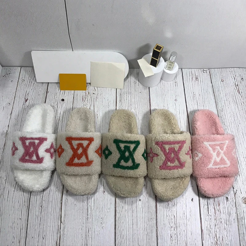 Luxury brand designer 2021 autumn and winter new cotton shoes high quality customized famous brand women's wool shoes indoor